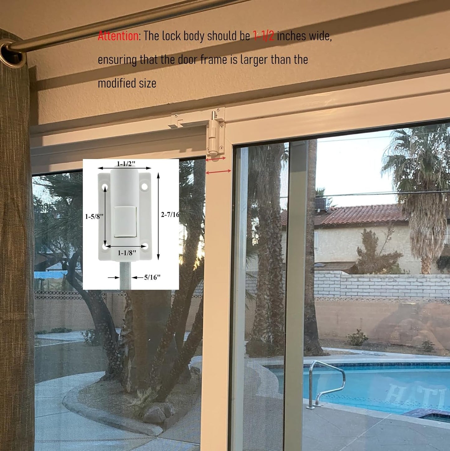 Sliding Patio Door Security Foot Lock for Additional Childproofing - Top & Bottom Fits Most Glass Doors & Windows