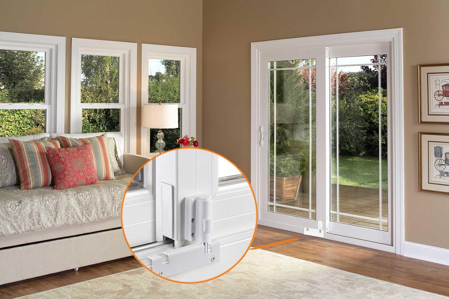 Sliding Patio Door Security Foot Lock for Additional Childproofing - Top & Bottom Fits Most Glass Doors & Windows