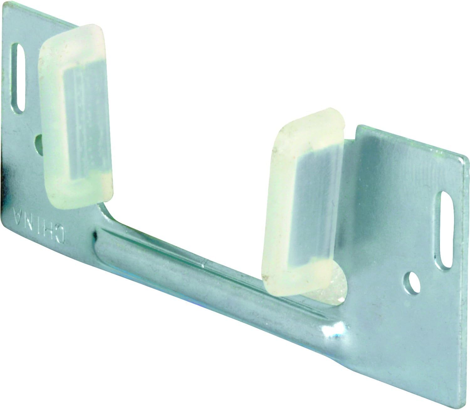 Sliding Pocket Door Bottom Guide - Steel with Plastic Guides, 1-3/8" x 1-1/4" - Silver - Single Pack