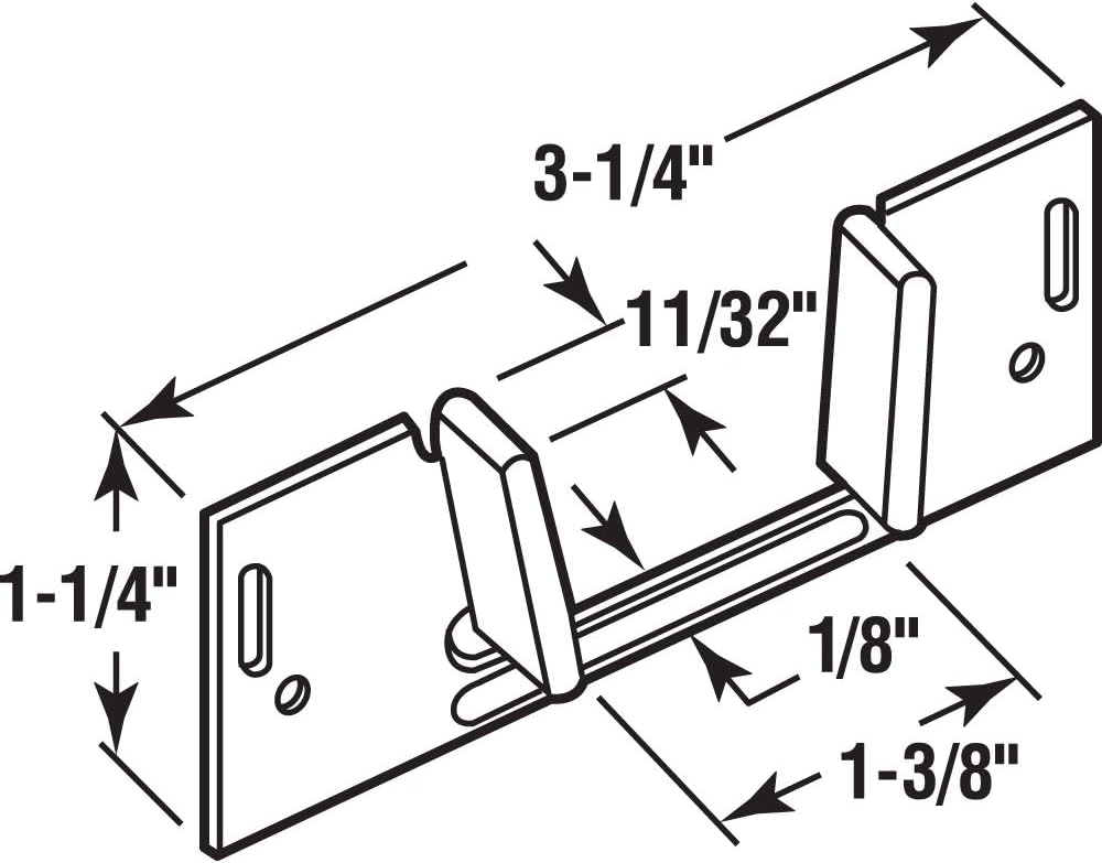 Sliding Pocket Door Bottom Guide - Steel with Plastic Guides, 1-3/8" x 1-1/4" - Silver - Single Pack