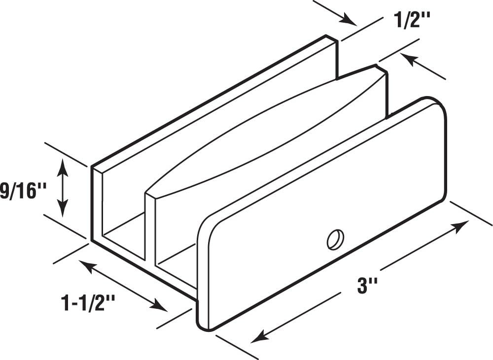 Sliding Shower Door Bottom Guide for 1/2 In. Channels - Plastic Construction - Prime-Line M 6219 (Single Pack)
