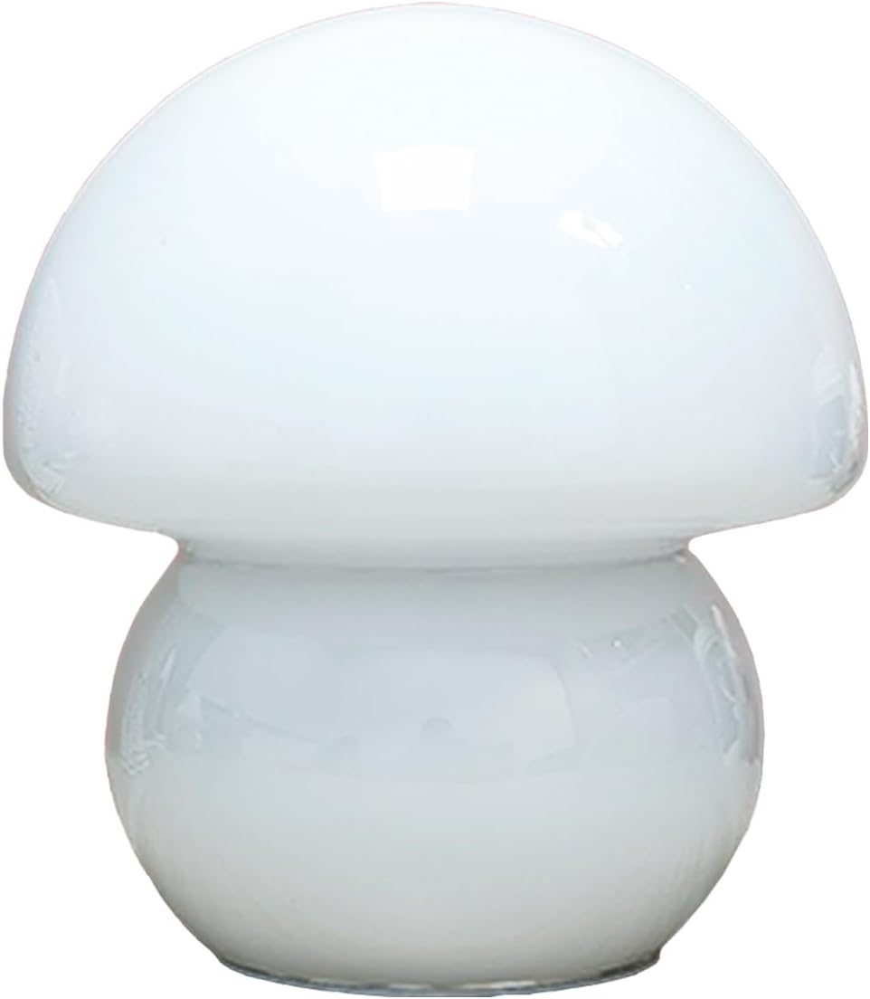 Small Clear Glass Mushroom Lamp - Cute Milk White Nightstand Light for Bedroom or Living Room - Murano Style Dome Lamp for Home Decor Gift
