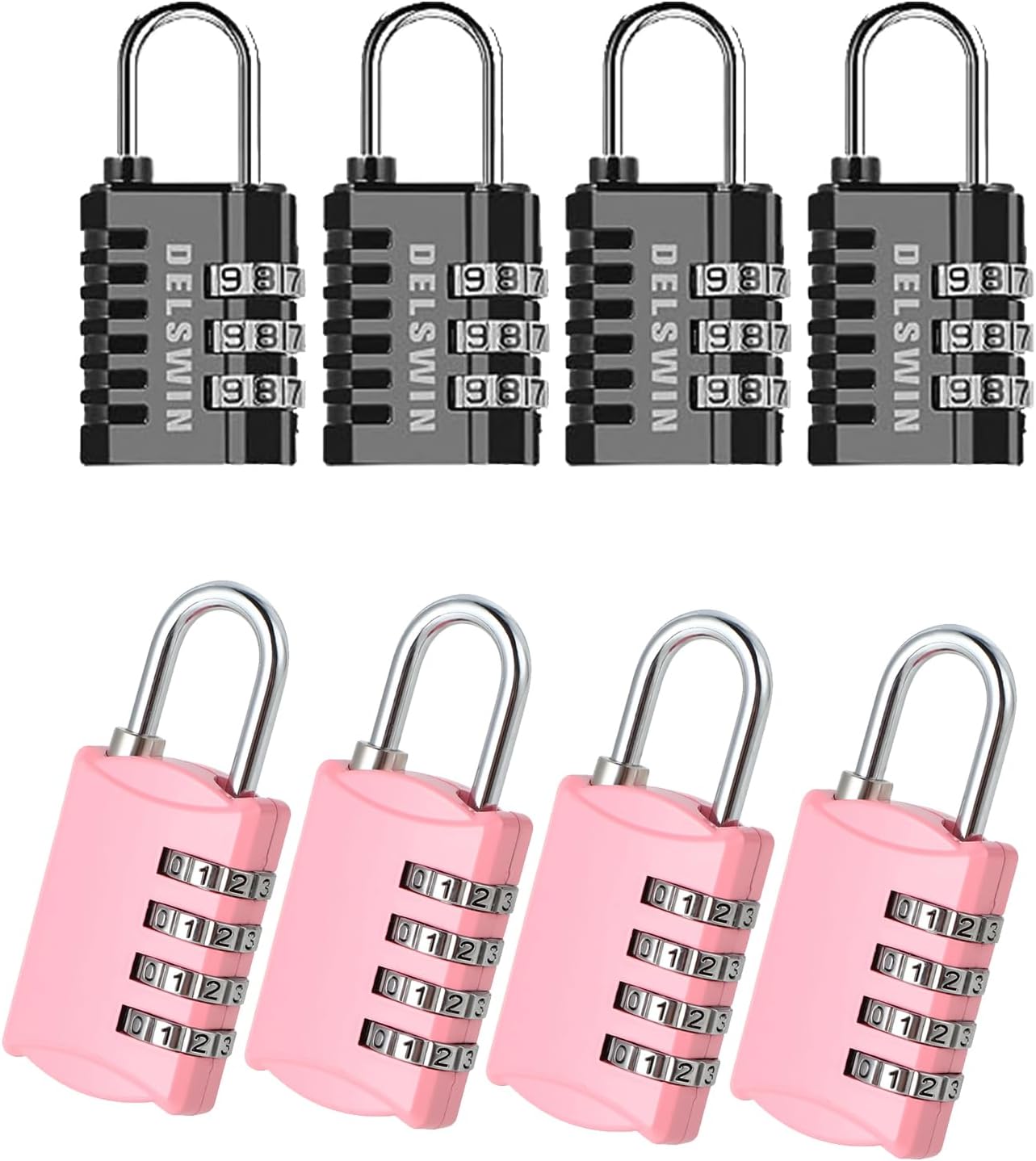 Small Combination Lock Set for Lockers, Gym, Backpacks, and Luggage - Includes 3-Digit and 4-Digit Mini Locks