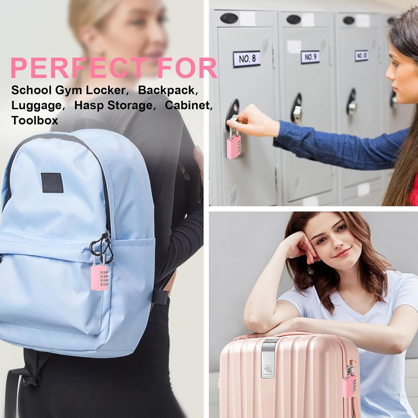 Small Combination Lock Set for Lockers, Gym, Backpacks, and Luggage - Includes 3-Digit and 4-Digit Mini Locks