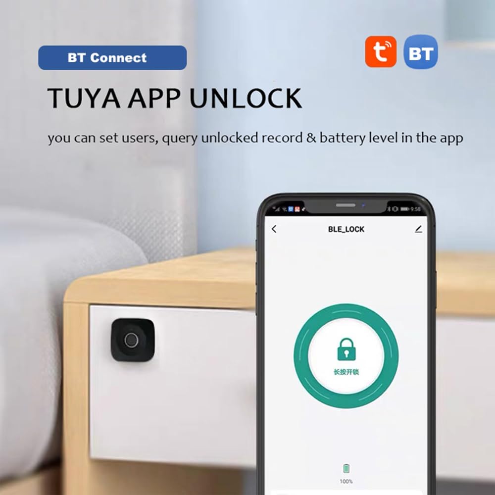 Smart Biometric Fingerprint Cabinet Lock for Home Office Security and Child Safety with Remote Control