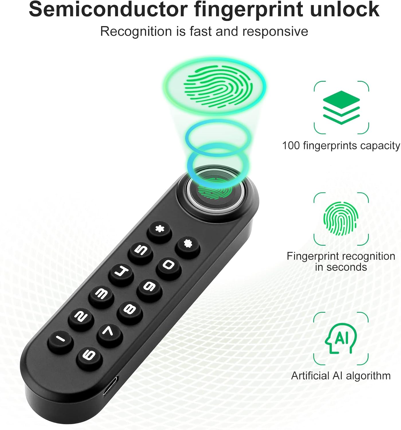 Smart Biometric Fingerprint Cabinet Lock with USB Key - Keyless Hidden File Drawer Wardrobe Lock for Home Office Privacy