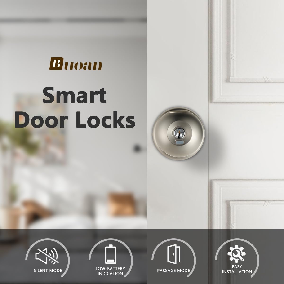 Smart Biometric Fingerprint Door Lock for Bedrooms, Hotels, Apartments, Offices, and Garages - Keyless Entry Thumbprint Lock