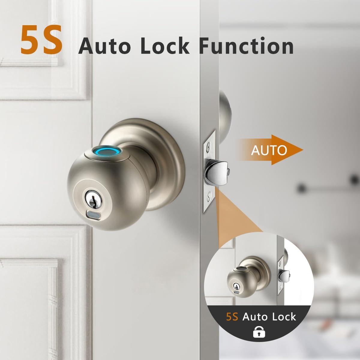 Smart Biometric Fingerprint Door Lock for Bedrooms, Hotels, Apartments, Offices, and Garages - Keyless Entry Thumbprint Lock