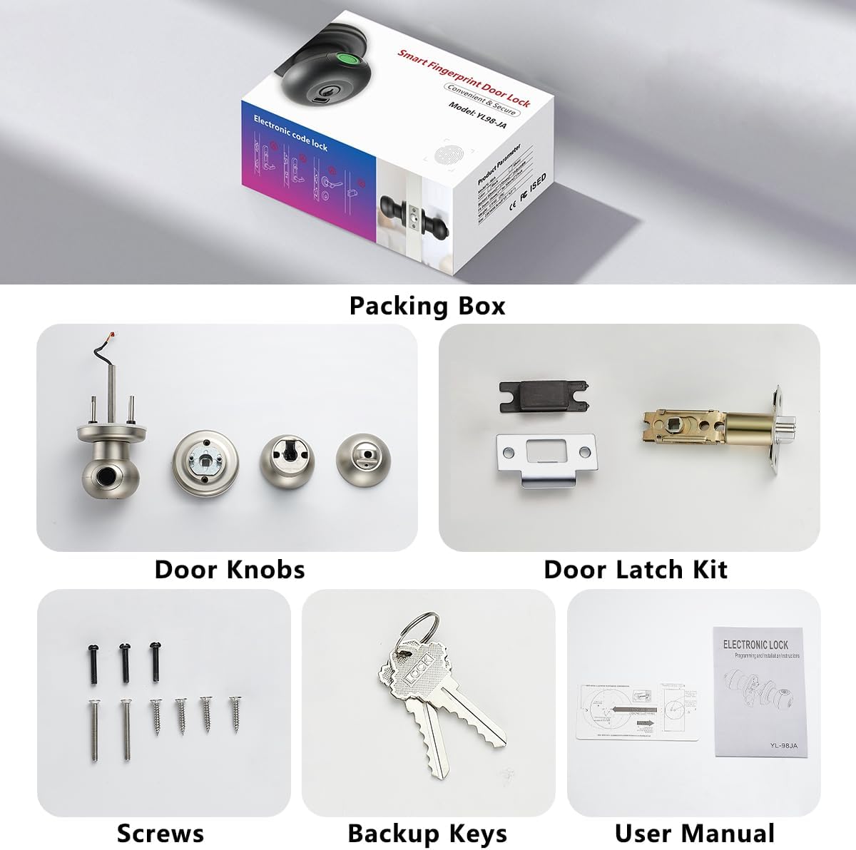 Smart Biometric Fingerprint Door Lock for Bedrooms, Hotels, Apartments, Offices, and Garages - Keyless Entry Thumbprint Lock