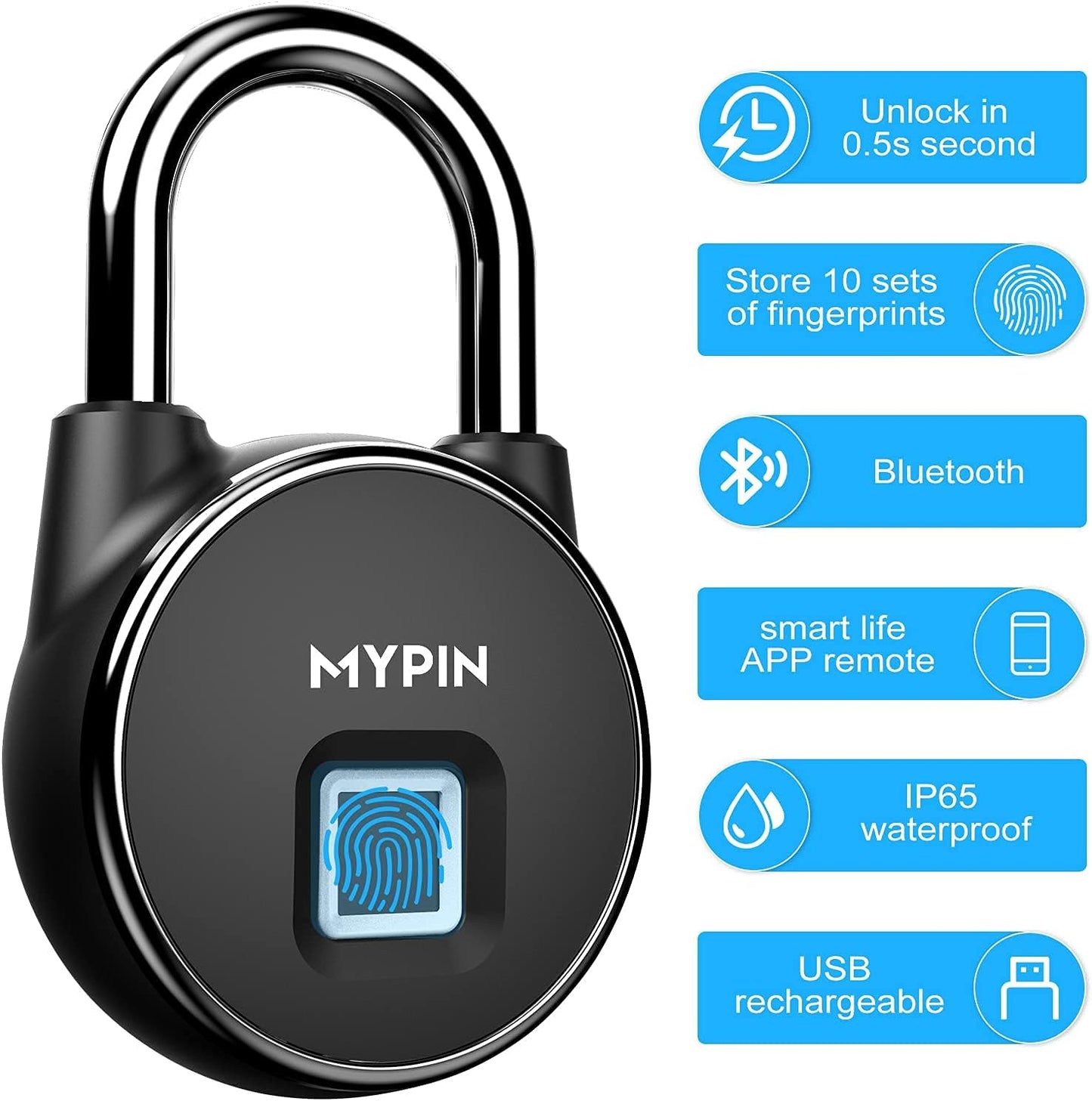 Smart Digital Locker Lock with MYPIN, TSA, and Bluetooth APP Fingerprint Lock Security Features