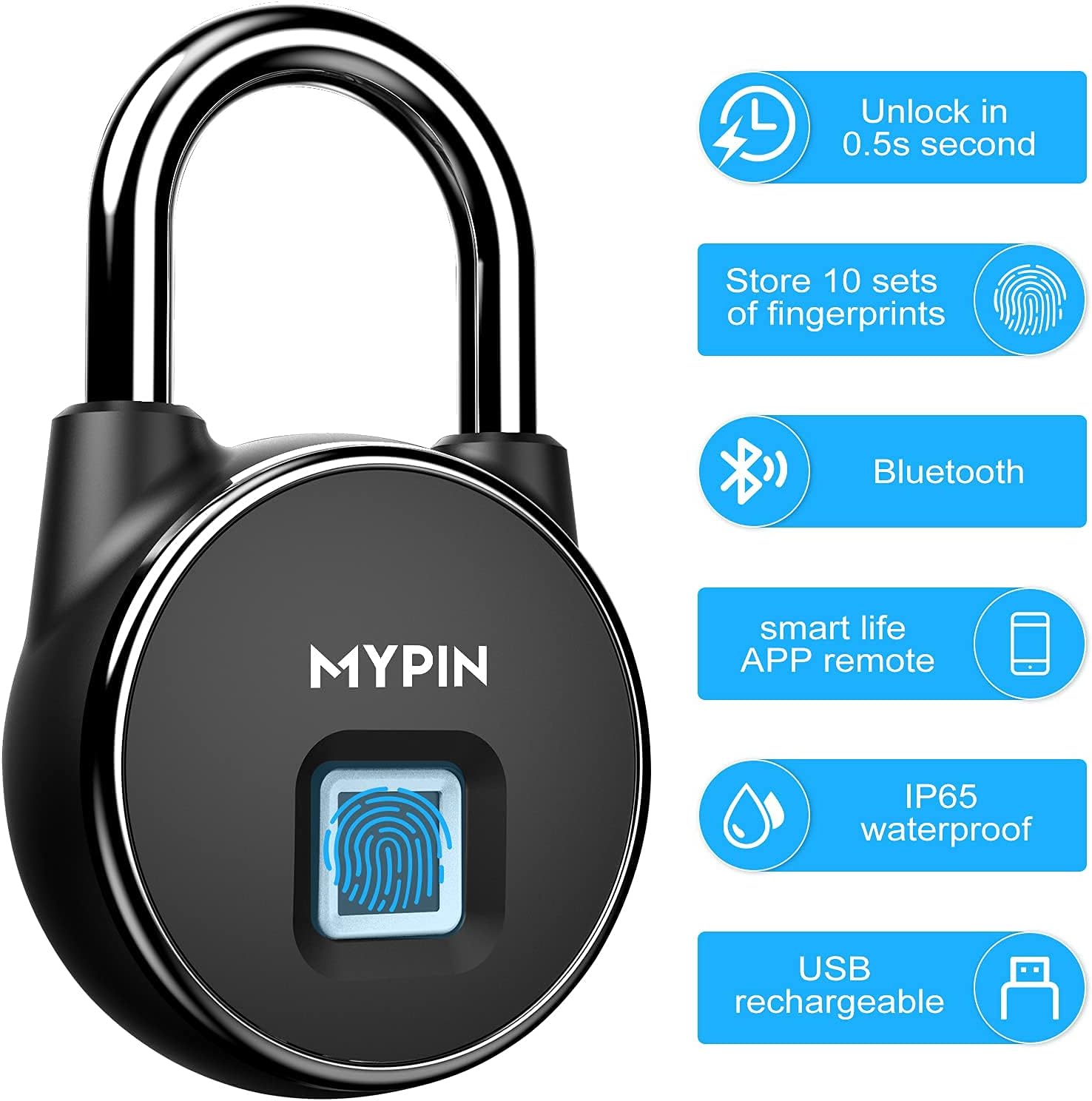 Smart Digital Locker Lock with MYPIN, TSA, and Bluetooth APP Fingerprint Lock Security Features