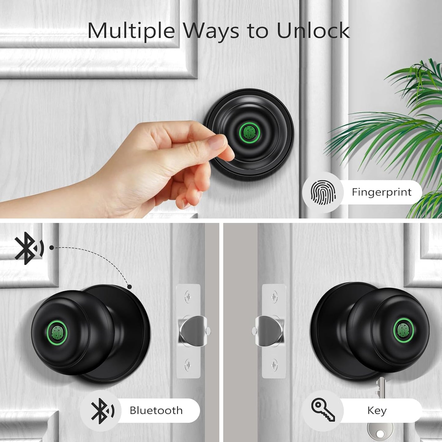 Smart Fingerprint Door Lock for Bedrooms & Offices - Biometric App Control, Key Backup - GeekTale Thumbprint Door Knob