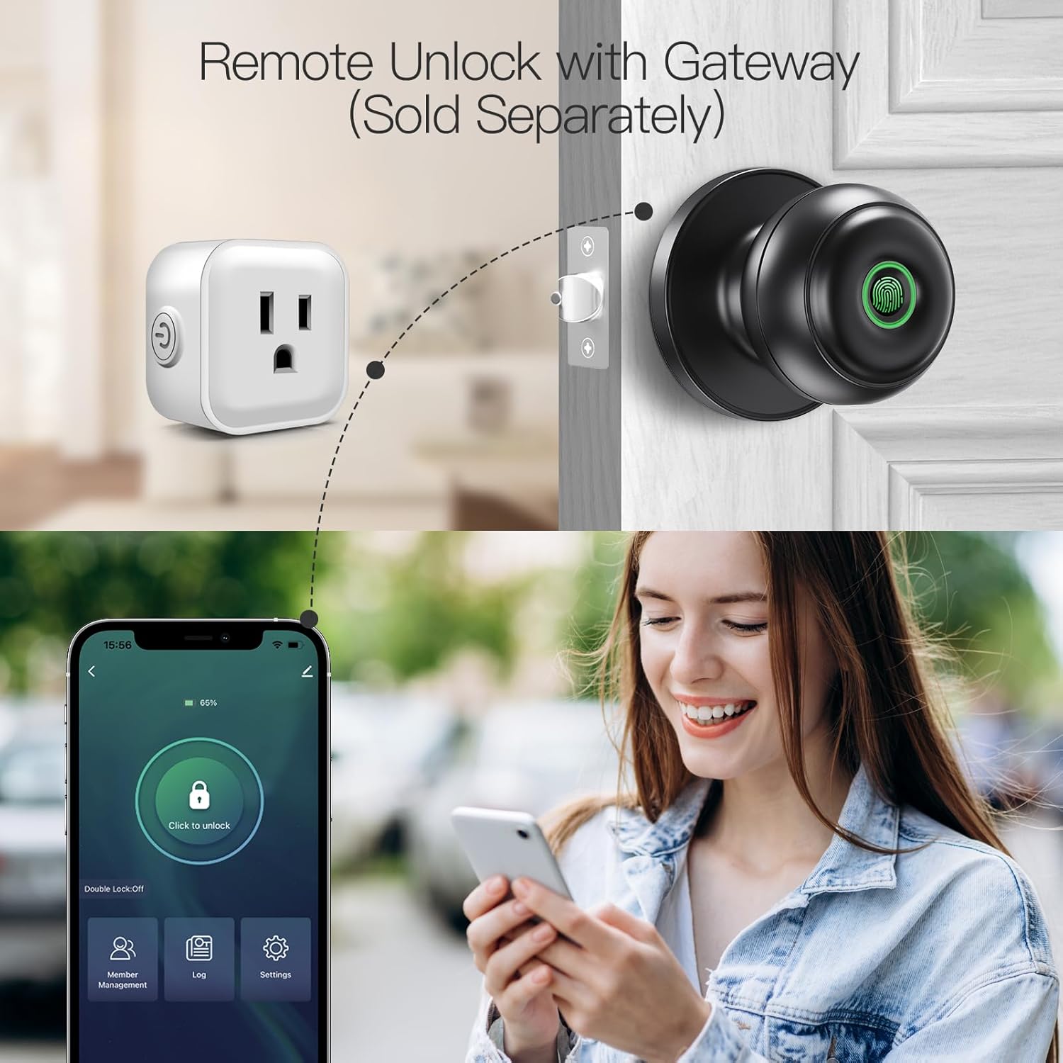 Smart Fingerprint Door Lock for Bedrooms & Offices - Biometric App Control, Key Backup - GeekTale Thumbprint Door Knob