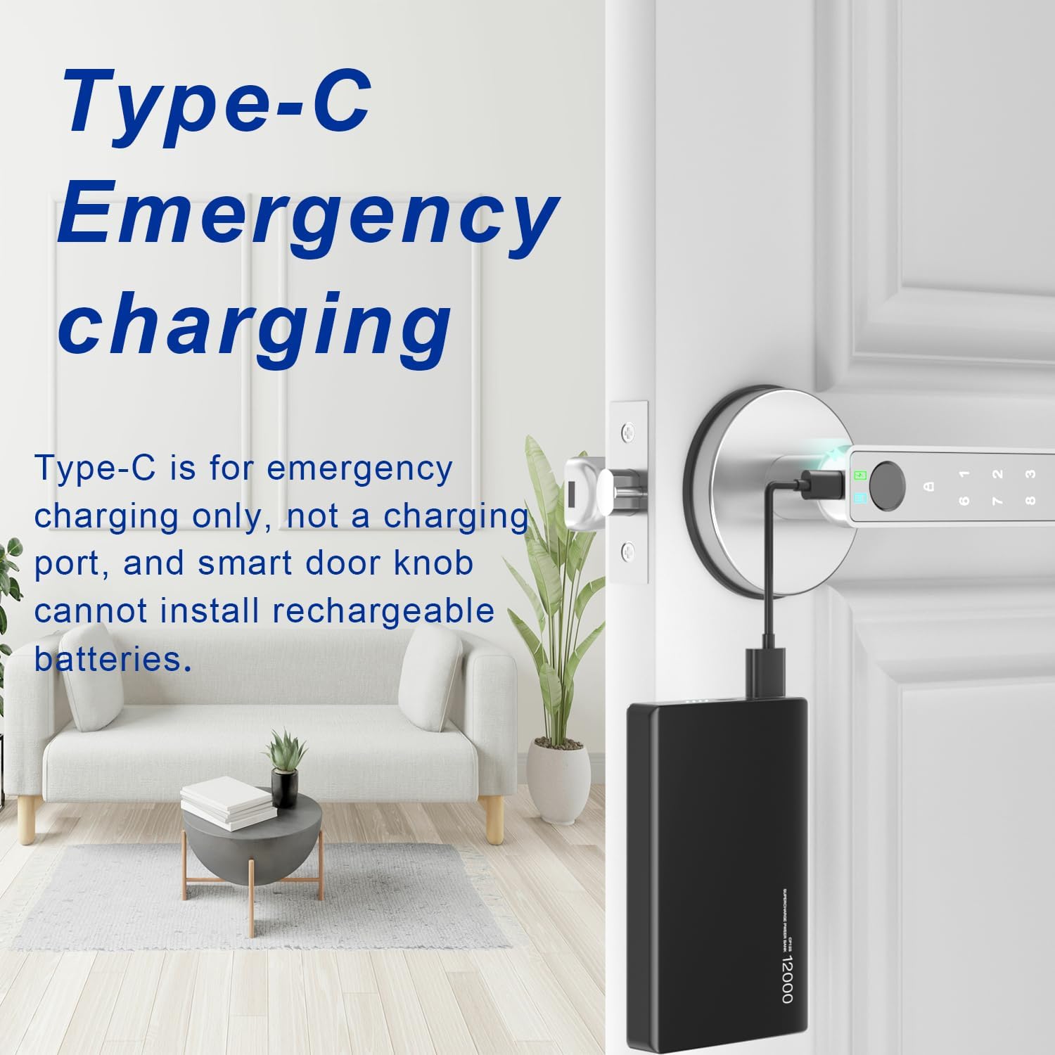 Smart Fingerprint Door Lock with App Control - Keyless Entry Biometric Door Knob for Home Office Apartment - Silver