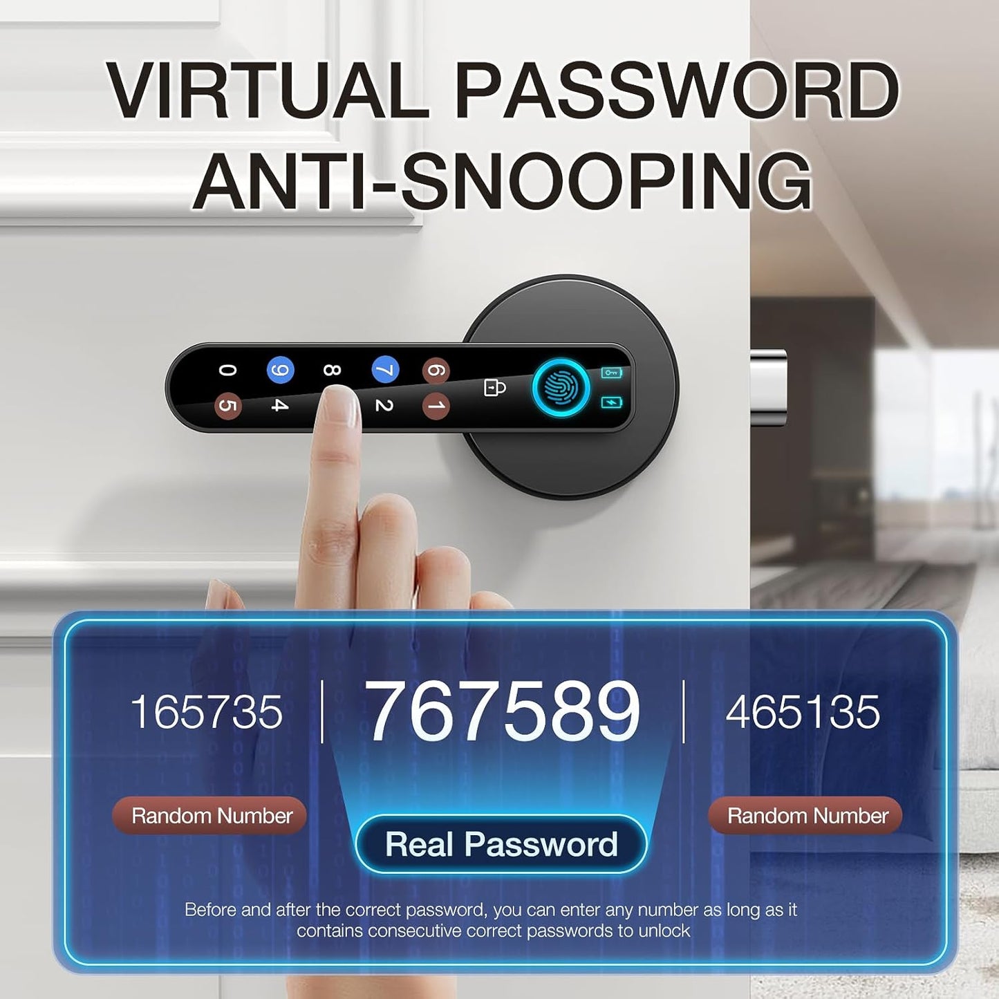 Smart Fingerprint Door Lock with Passcode Keypad - Keyless Entry Handle for Home, Hotel, Office - Black with APP Control