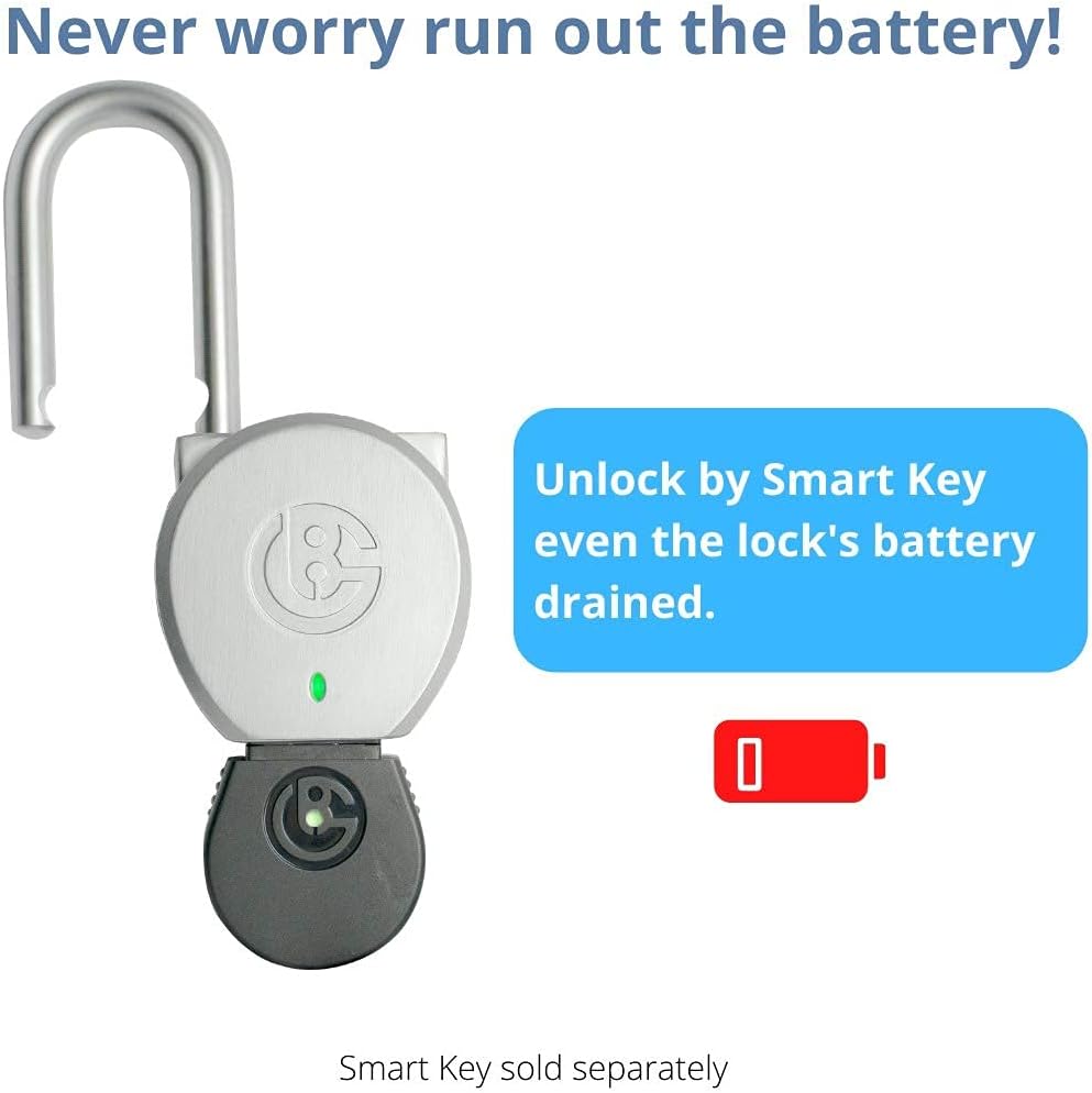 Smart Portable Keyless Bluetooth Padlock with Heavy Duty Security Features by BG Brilliant Guard