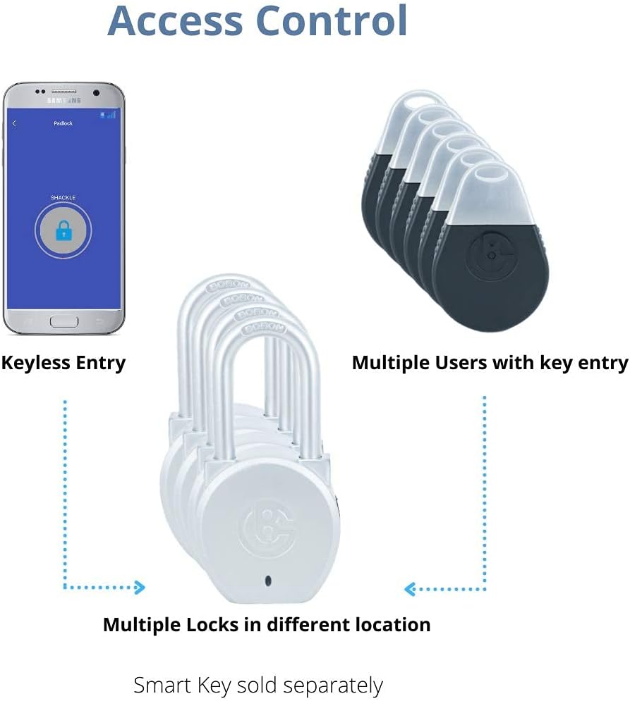 Smart Portable Keyless Bluetooth Padlock with Heavy Duty Security Features by BG Brilliant Guard