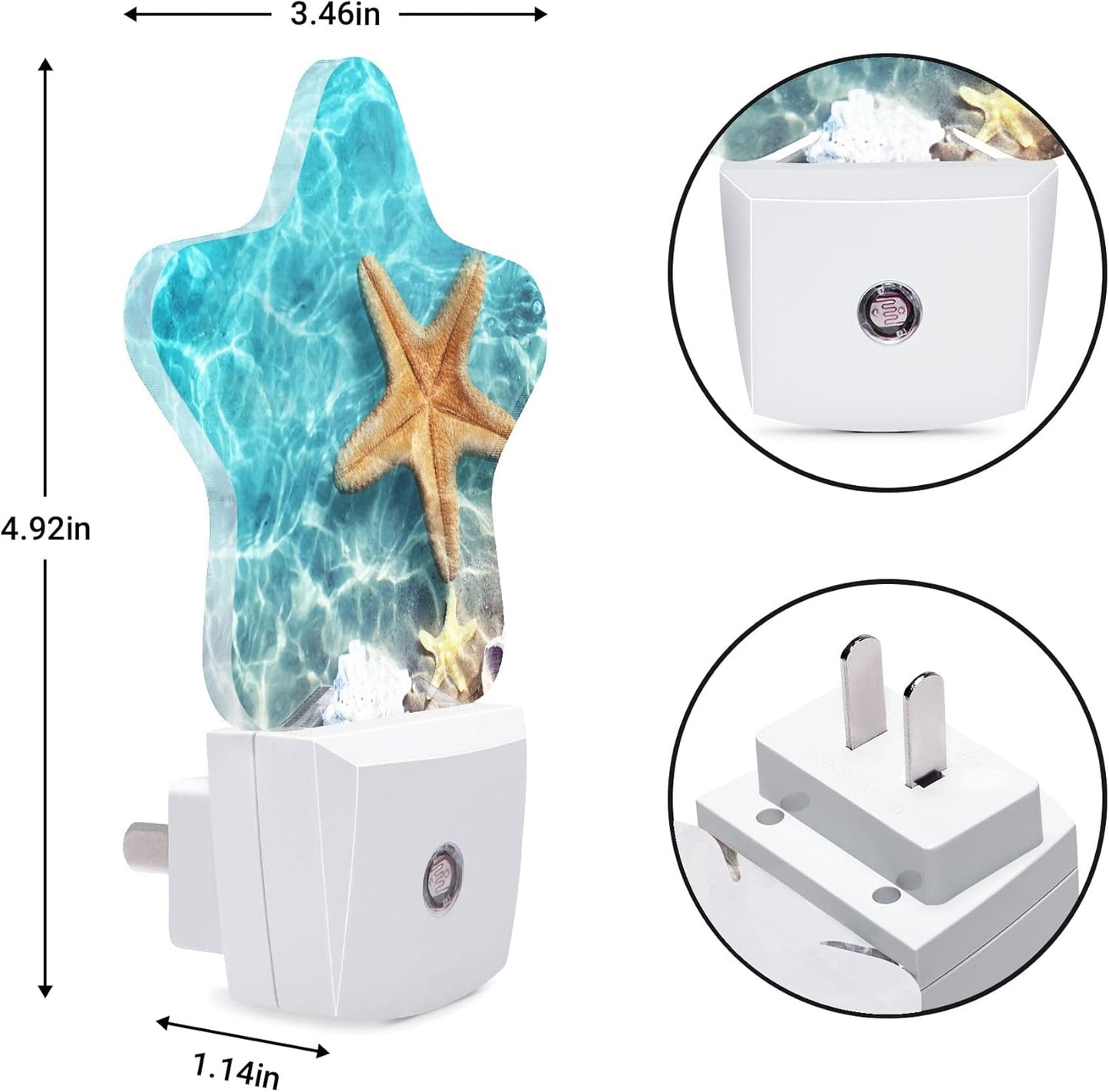 Smart Sensor Dusk to Dawn Night Light Plug-in with Energy Efficient White LED for Bedroom Bathroom Kitchen Hallway Stairs - Beach Decor Desk Lamp for Decor