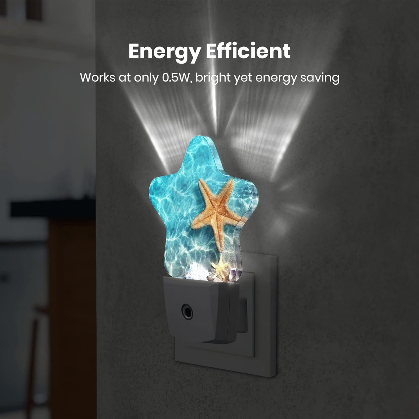 Smart Sensor Dusk to Dawn Night Light Plug-in with Energy Efficient White LED for Bedroom Bathroom Kitchen Hallway Stairs - Beach Decor Desk Lamp for Decor