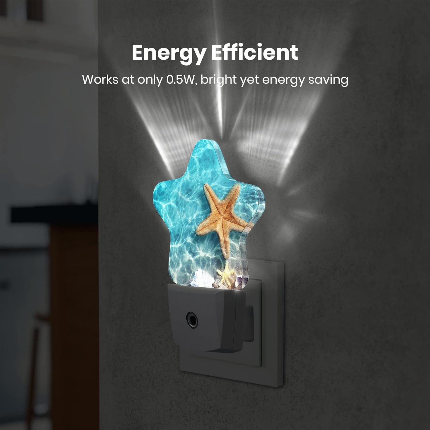 Smart Sensor Dusk to Dawn Night Light Plug-in with Energy Efficient White LED for Bedroom Bathroom Kitchen Hallway Stairs - Beach Decor Desk Lamp for Decor