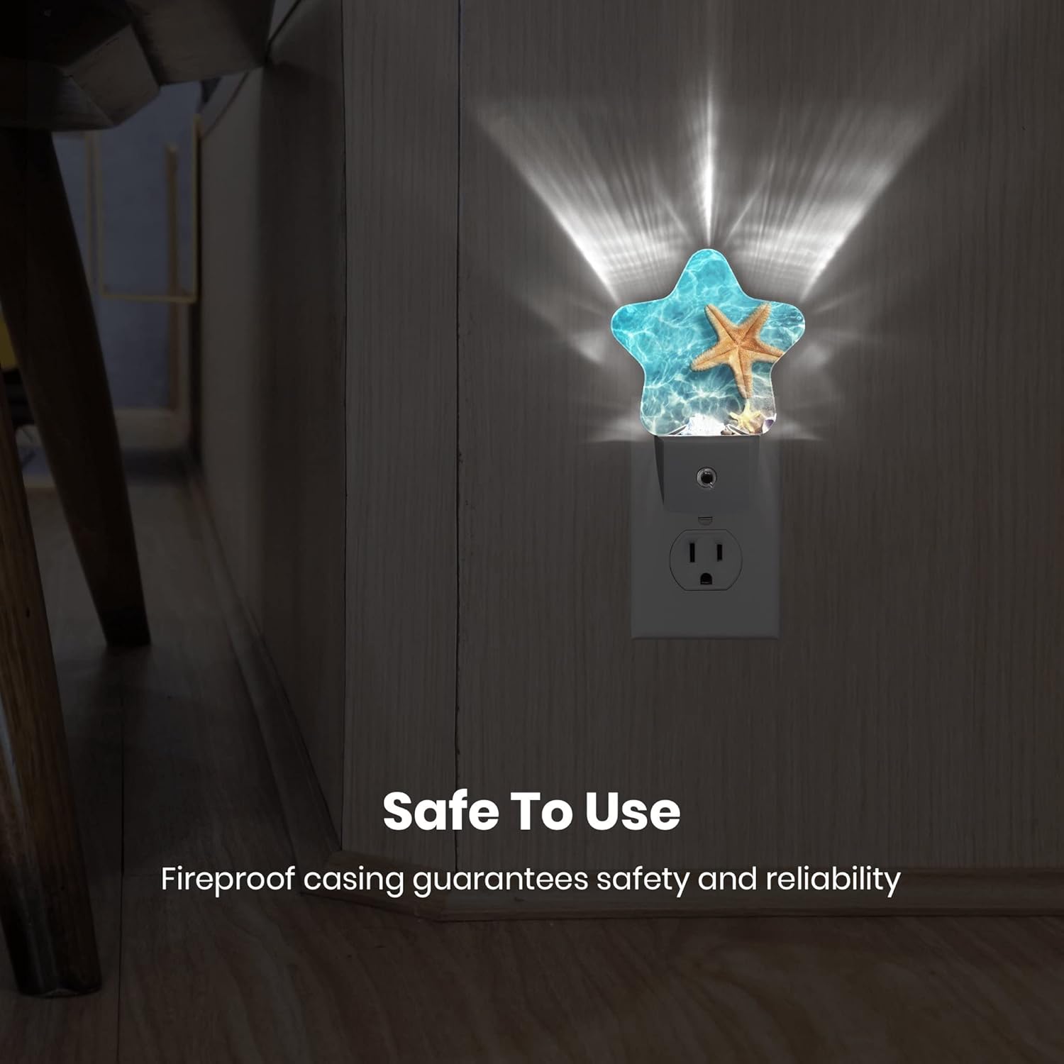 Smart Sensor Dusk to Dawn Night Light Plug-in with Energy Efficient White LED for Bedroom Bathroom Kitchen Hallway Stairs - Beach Decor Desk Lamp for Decor