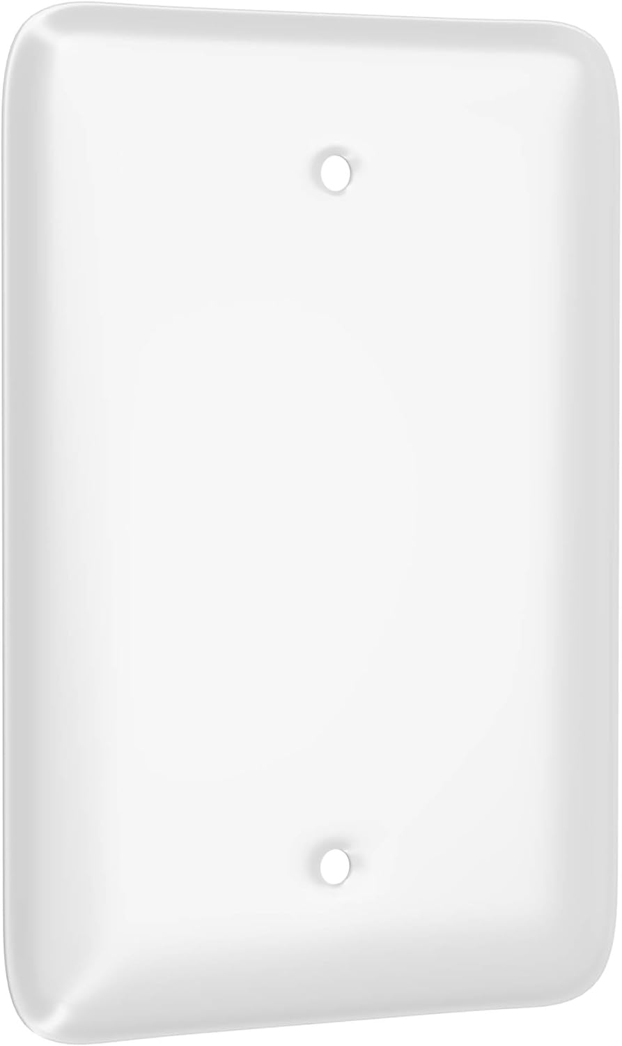 Smooth Metal Maxi Blank Wall Plate in White for 1-Gang Outlets - TayMac WMW-B, Outlet Cover with Screws for Electrical Device