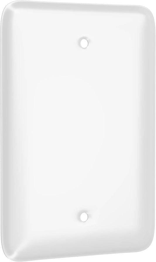 Smooth Metal Maxi Blank Wall Plate in White for 1-Gang Outlets - TayMac WMW-B, Outlet Cover with Screws for Electrical Device