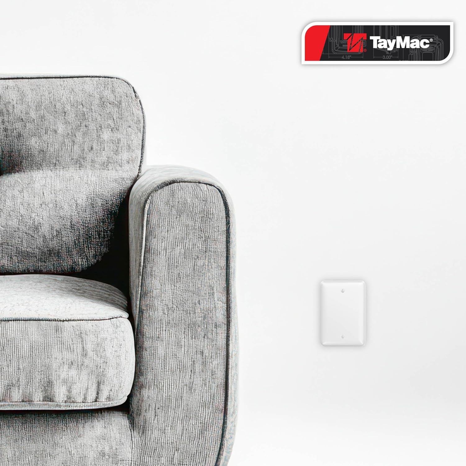 Smooth Metal Maxi Blank Wall Plate in White for 1-Gang Outlets - TayMac WMW-B, Outlet Cover with Screws for Electrical Device