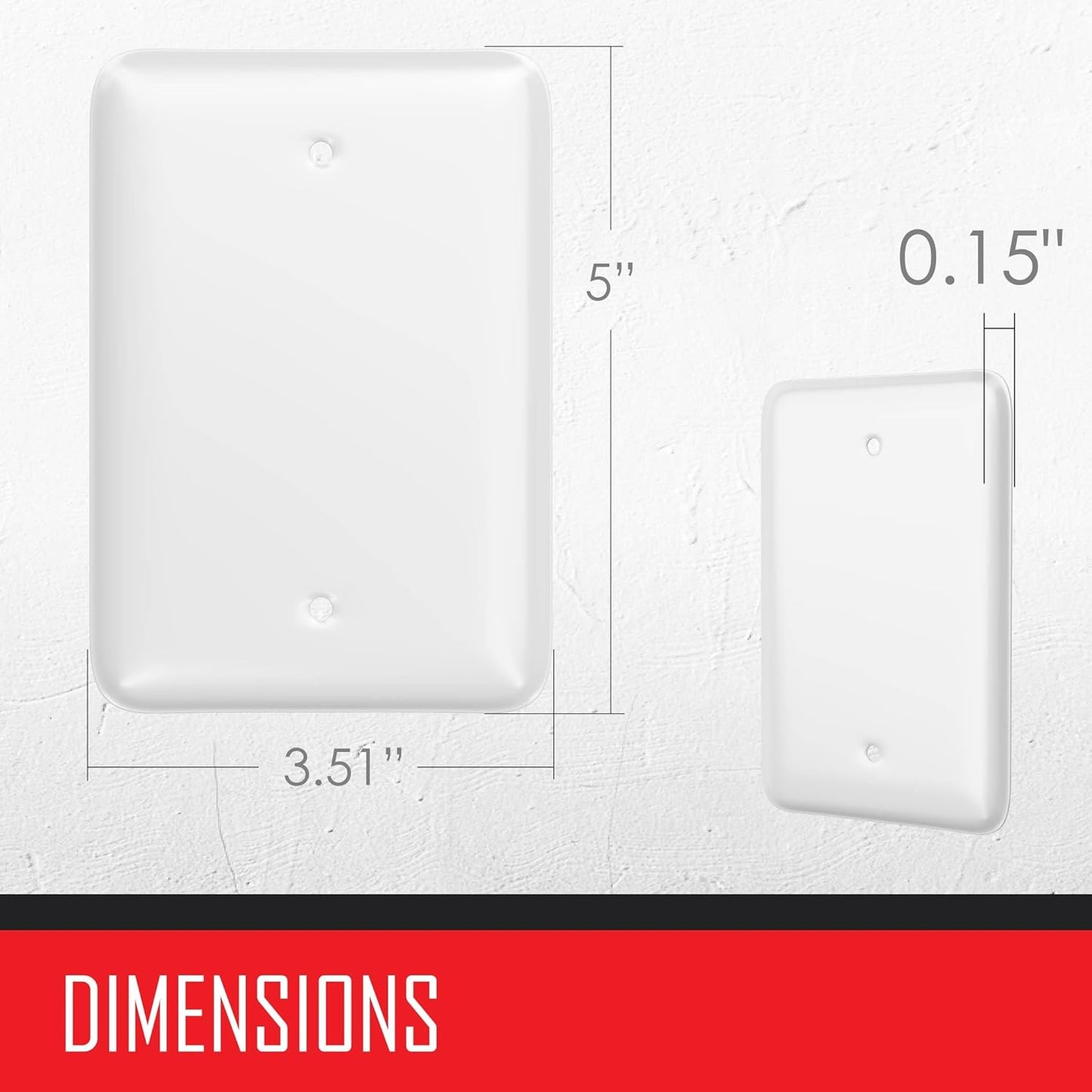 Smooth Metal Maxi Blank Wall Plate in White for 1-Gang Outlets - TayMac WMW-B, Outlet Cover with Screws for Electrical Device