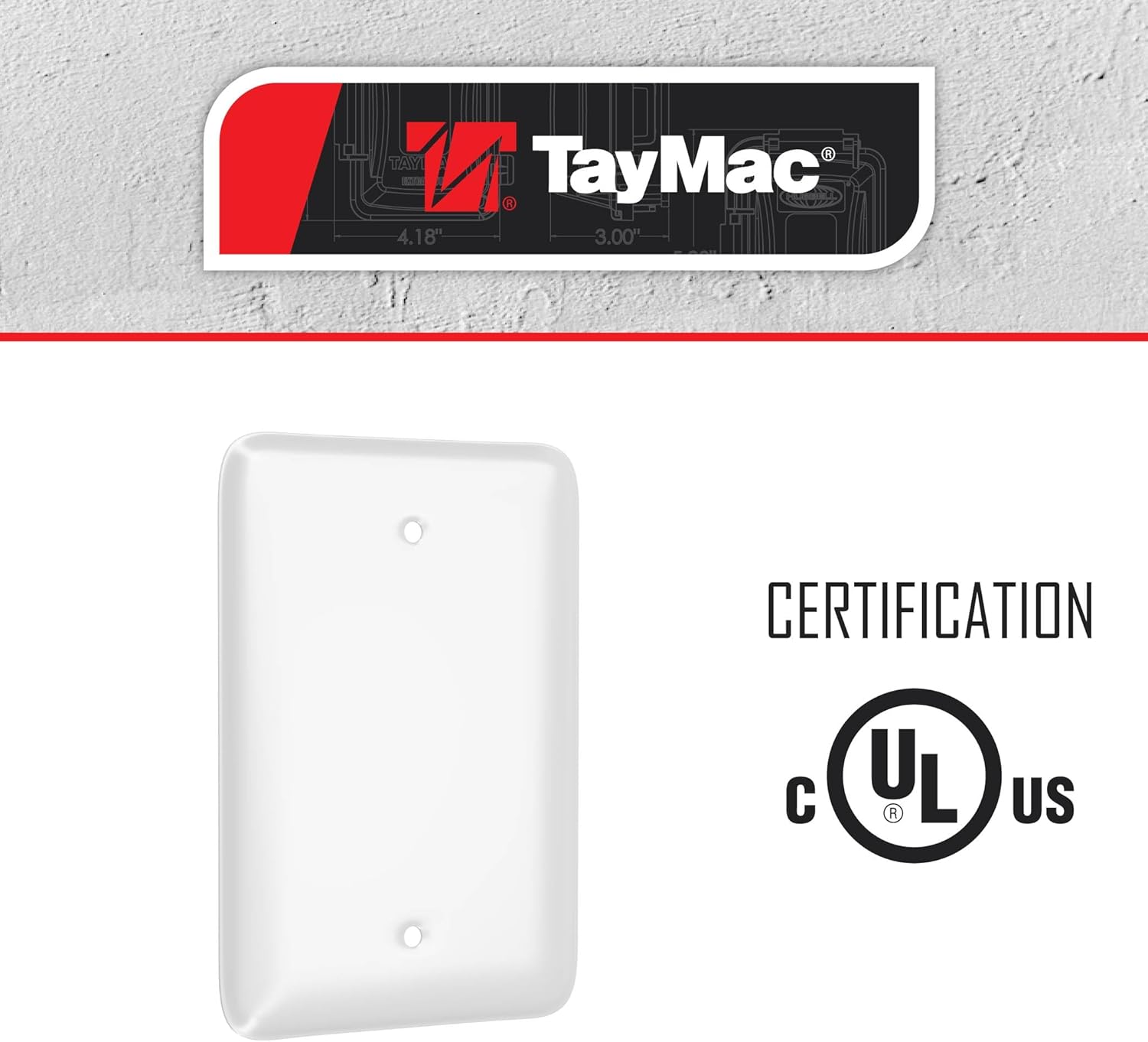 Smooth Metal Maxi Blank Wall Plate in White for 1-Gang Outlets - TayMac WMW-B, Outlet Cover with Screws for Electrical Device