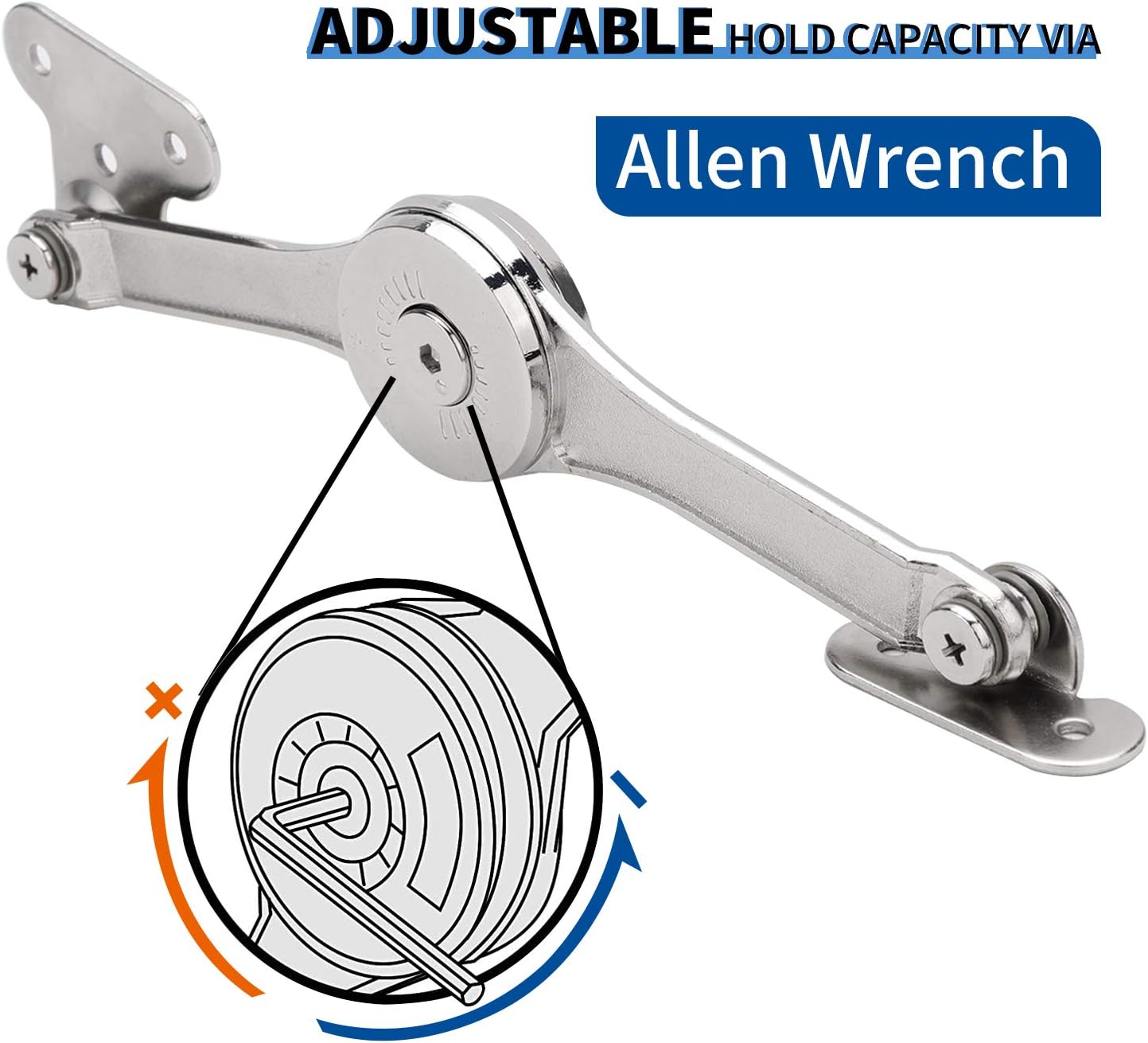 Soft Close Folding Lid Stay Hinge for Cabinet, Kitchen, Wardrobe - Heavy Duty Support up to 50lb - 2pcs - WildKart