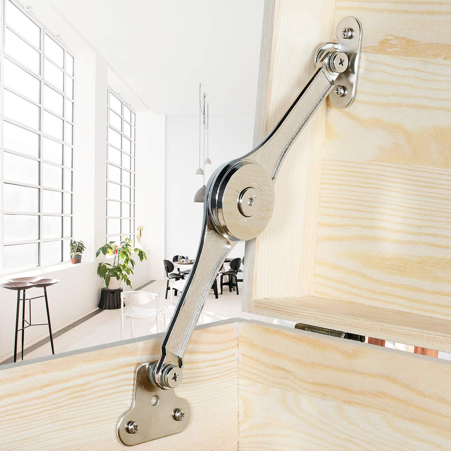 Soft Close Folding Lid Stay Hinge for Cabinet, Kitchen, Wardrobe - Heavy Duty Support up to 50lb - 2pcs - WildKart