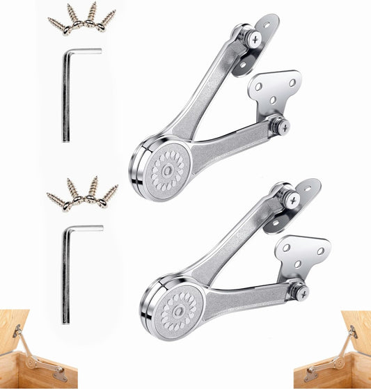 Soft Close Toy Box Hinges - Support 50lb, Lid Stay Hinges for Chest Trunk, 2pcs