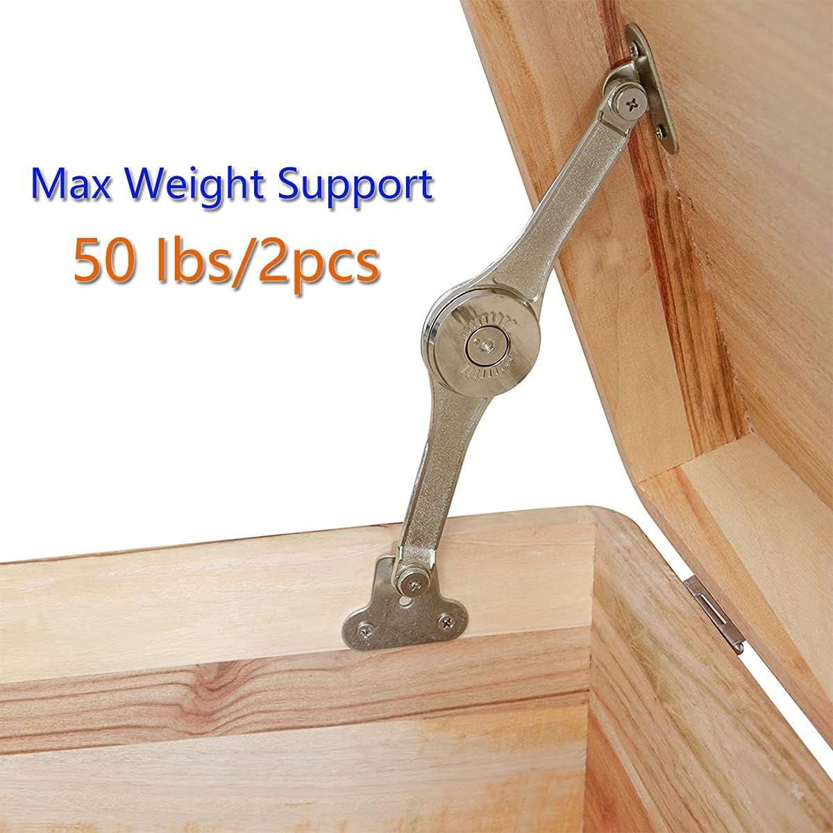 Soft Close Toy Box Hinges - Support 50lb, Lid Stay Hinges for Chest Trunk, 2pcs