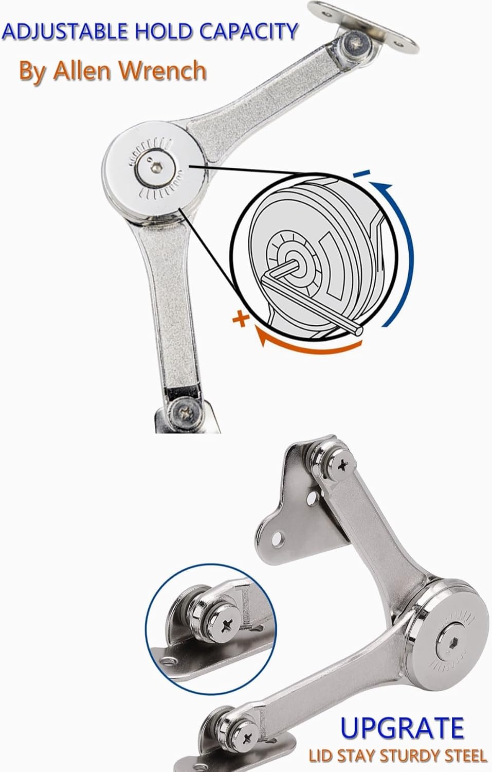 Soft Close Toy Box Hinges - Support 50lb, Lid Stay Hinges for Chest Trunk, 2pcs