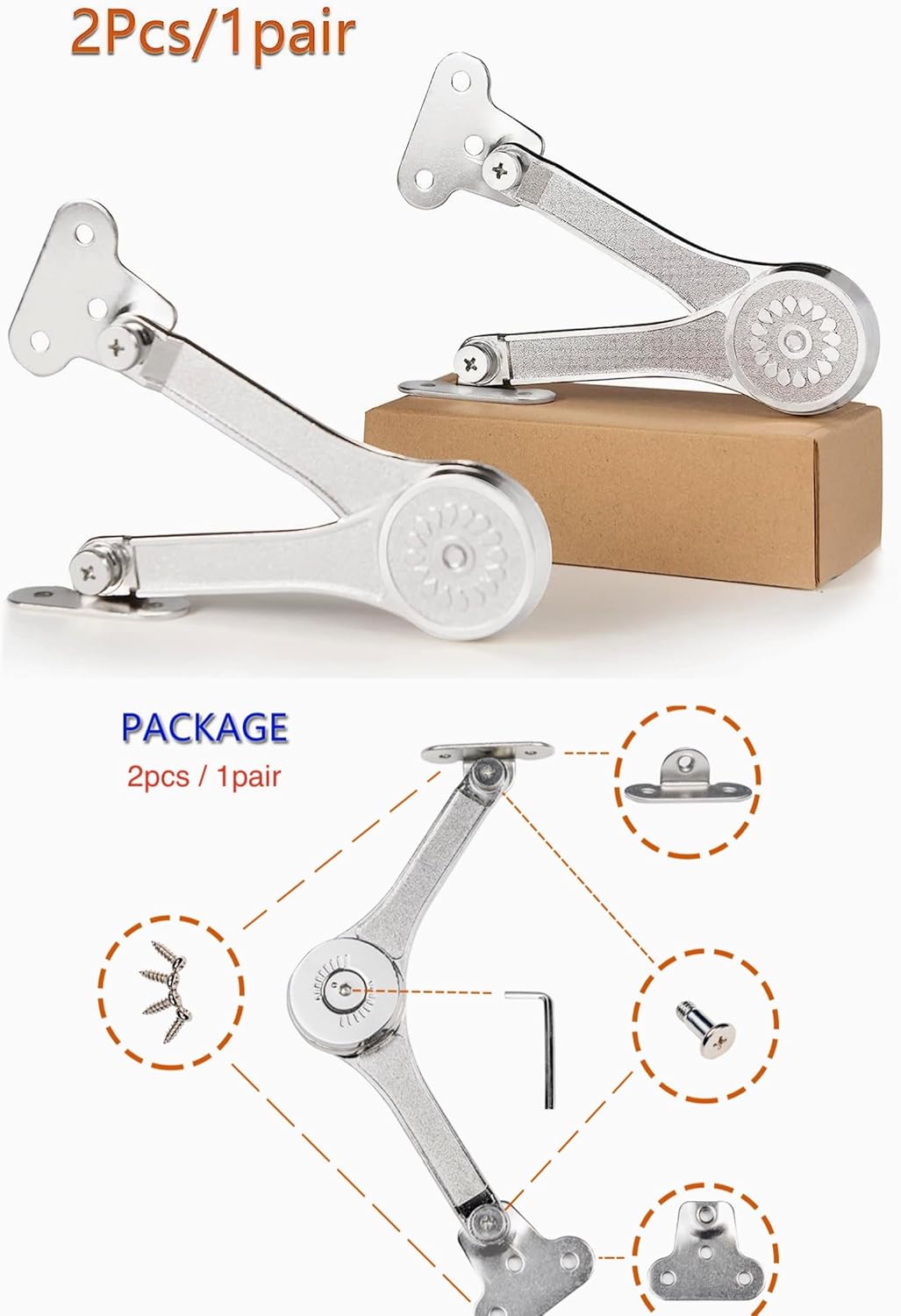 Soft Close Toy Box Hinges - Support 50lb, Lid Stay Hinges for Chest Trunk, 2pcs