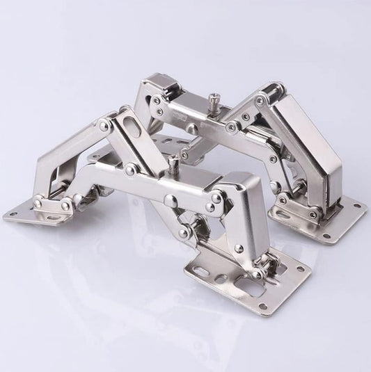 Soft Closing Hydraulic Adjustable 175 Degree Hinges for Frameless Cabinet Doors - Nickel-Plated Steel Buffer Dampers - 1 Pair