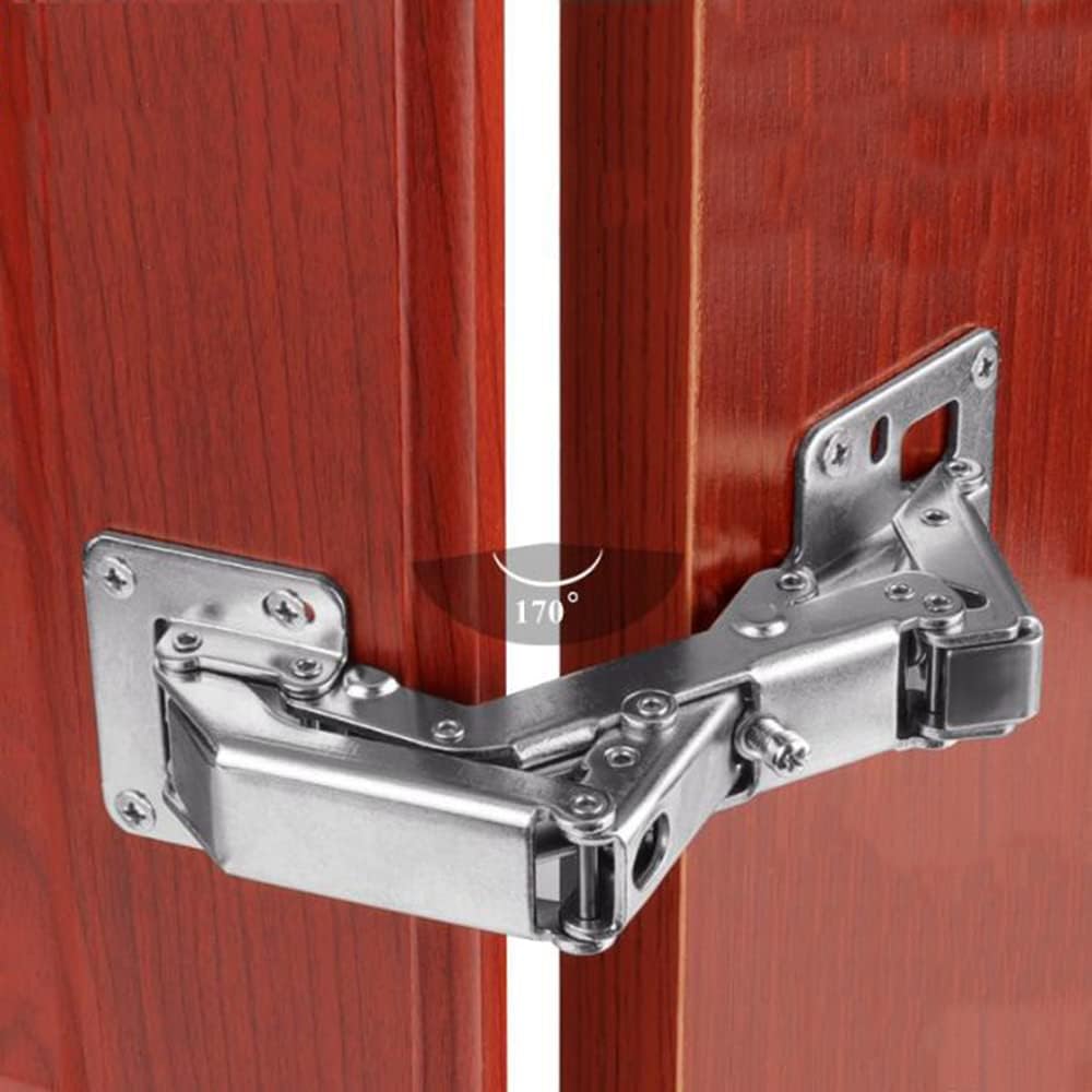Soft Closing Hydraulic Adjustable 175 Degree Hinges for Frameless Cabinet Doors - Nickel-Plated Steel Buffer Dampers - 1 Pair