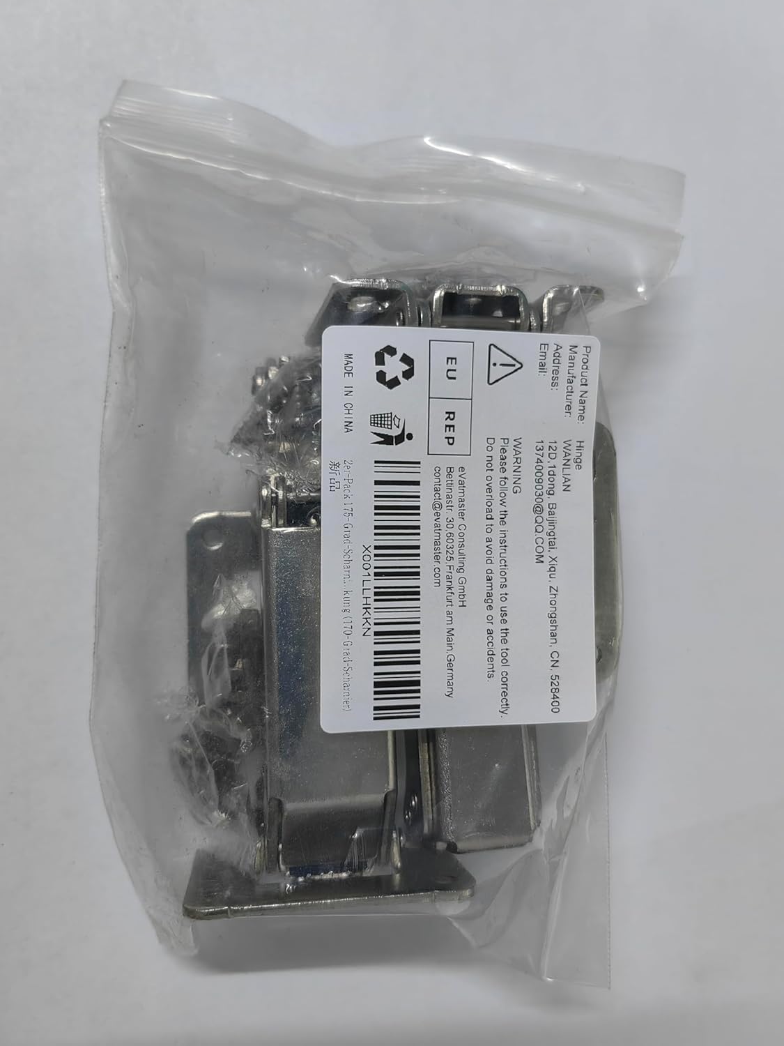 Soft Closing Hydraulic Adjustable 175 Degree Hinges for Frameless Cabinet Doors - Nickel-Plated Steel Buffer Dampers - 1 Pair