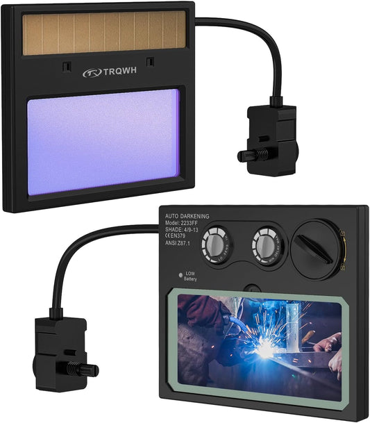 Solar-Powered True Color Welding Lens 4.33"x3.54" with Adjustable Shade Range 4/9-13 - Replacement Accessories for TRQWH Welding Hood