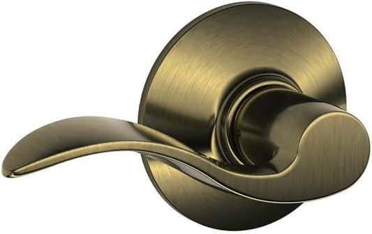 Solid Antique Brass SCHLAGE Accent F10 Flat Wave Reversible Door Lever Lock - F10 ACC 609 by SCHLAGE Lock Company