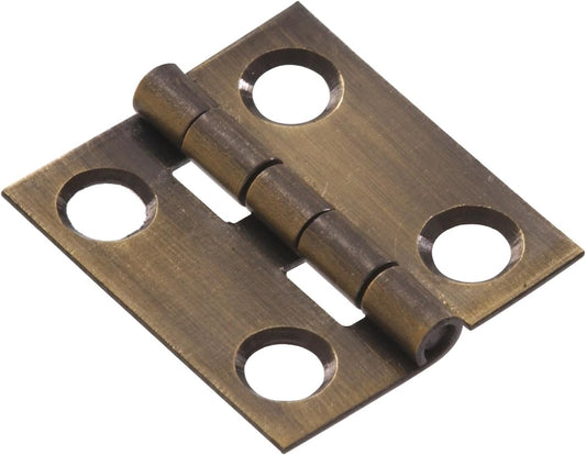 Solid Brass Antique Narrow Hinge - 1" x 3/4" - Brass Finish by The Hillman Group