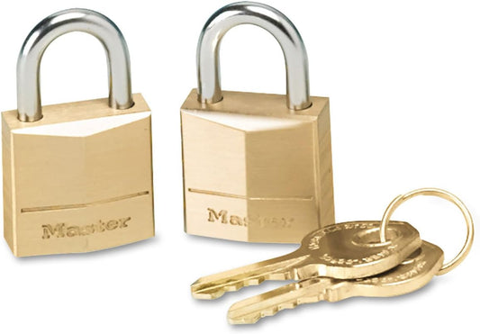Solid Brass Master Lock Padlock 120T, 3/4-Inch Body Width, Keyed Alike - 2 Pack - WildKart