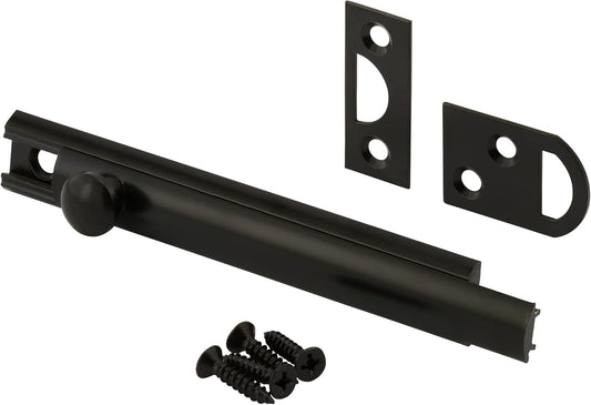 Solid Brass Matte Black Finish Surface Bolt 4 Inch - Prime-Line U 11448 (Single Pack)