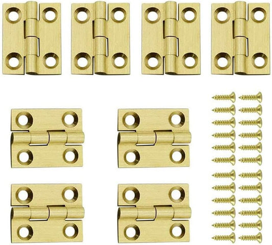 Solid Brass Mini Butt Hinges for Jewelry Chest Wood Box - 8PCS (1 Inch) - 1/1.5/2.5 Inch Sizes Available
