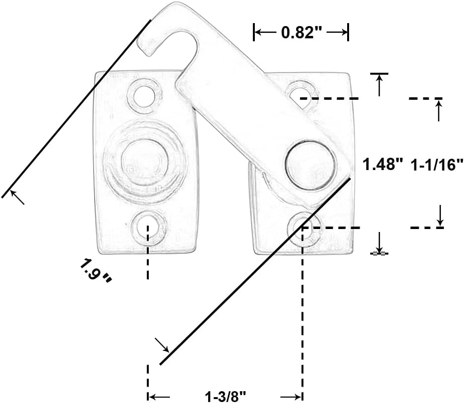 Solid Brass Shutter Bar/Door Latch, 7/8" x 2-3/32", Polish Brass Finish, 1 Pack, Taiwan-Made