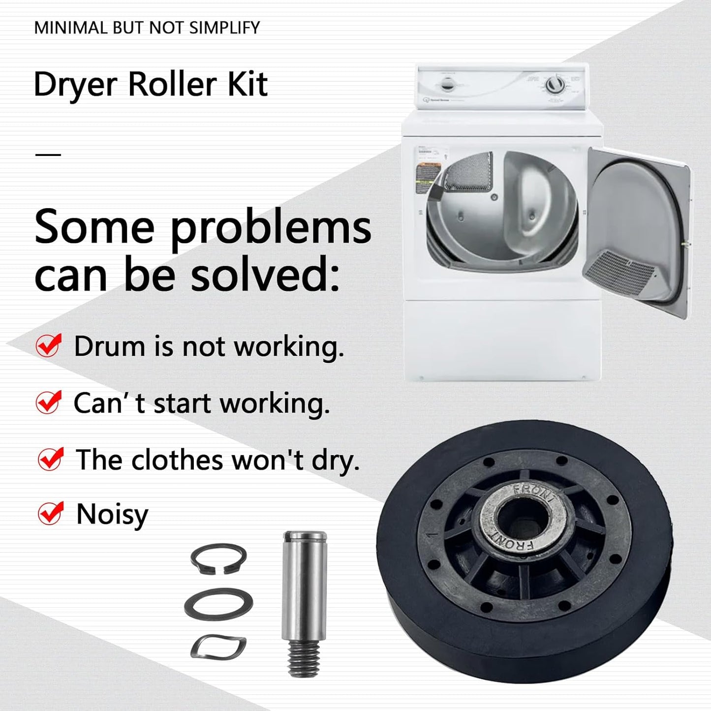 Speed Queen Dryer Drum Support Rollers Kit RB170002 Compatible with Alliance Dryers