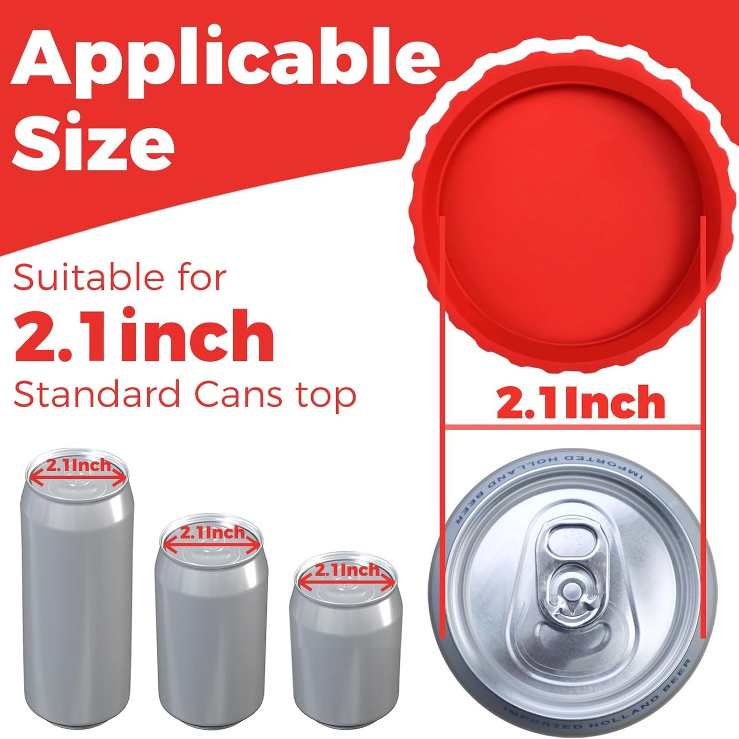 Spill-Proof Silicone Soda Can Lids 6 Pack - Reusable Pop Can Covers for Soda, Beer, Juice - Fits Standard 2.1" Cans