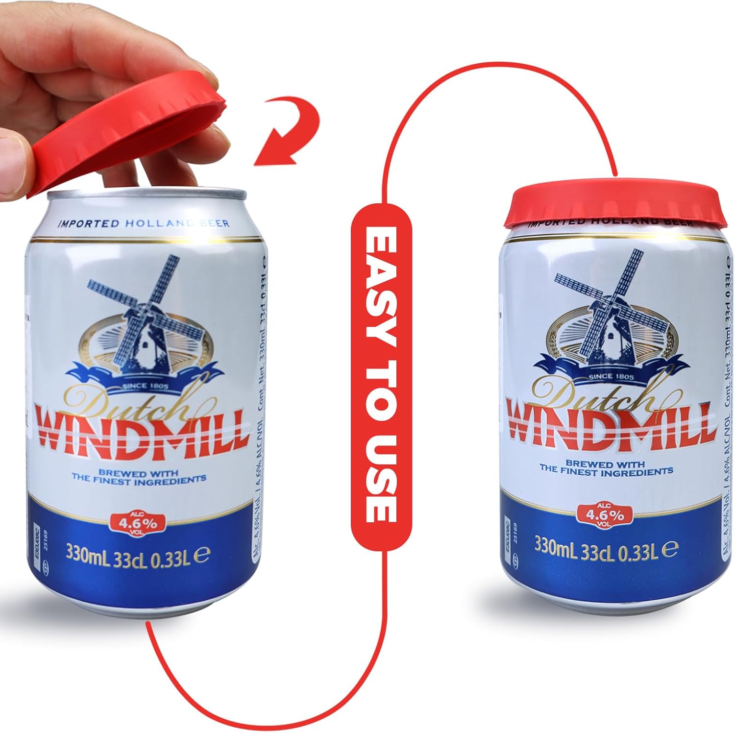 Spill-Proof Silicone Soda Can Lids 6 Pack - Reusable Pop Can Covers for Soda, Beer, Juice - Fits Standard 2.1" Cans
