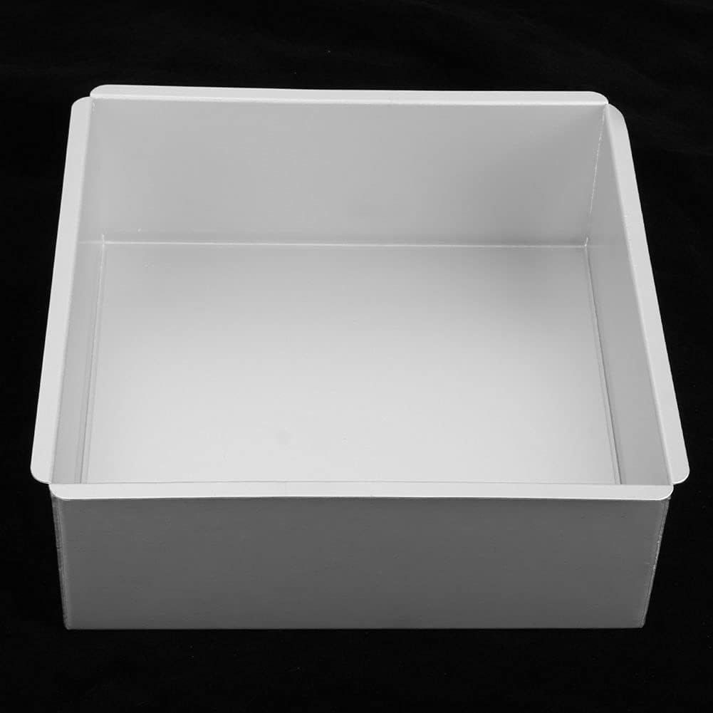 Square Aluminum Baking Pan Template for Cakes - 8.7" x 8.7" x 3" - Silver Color